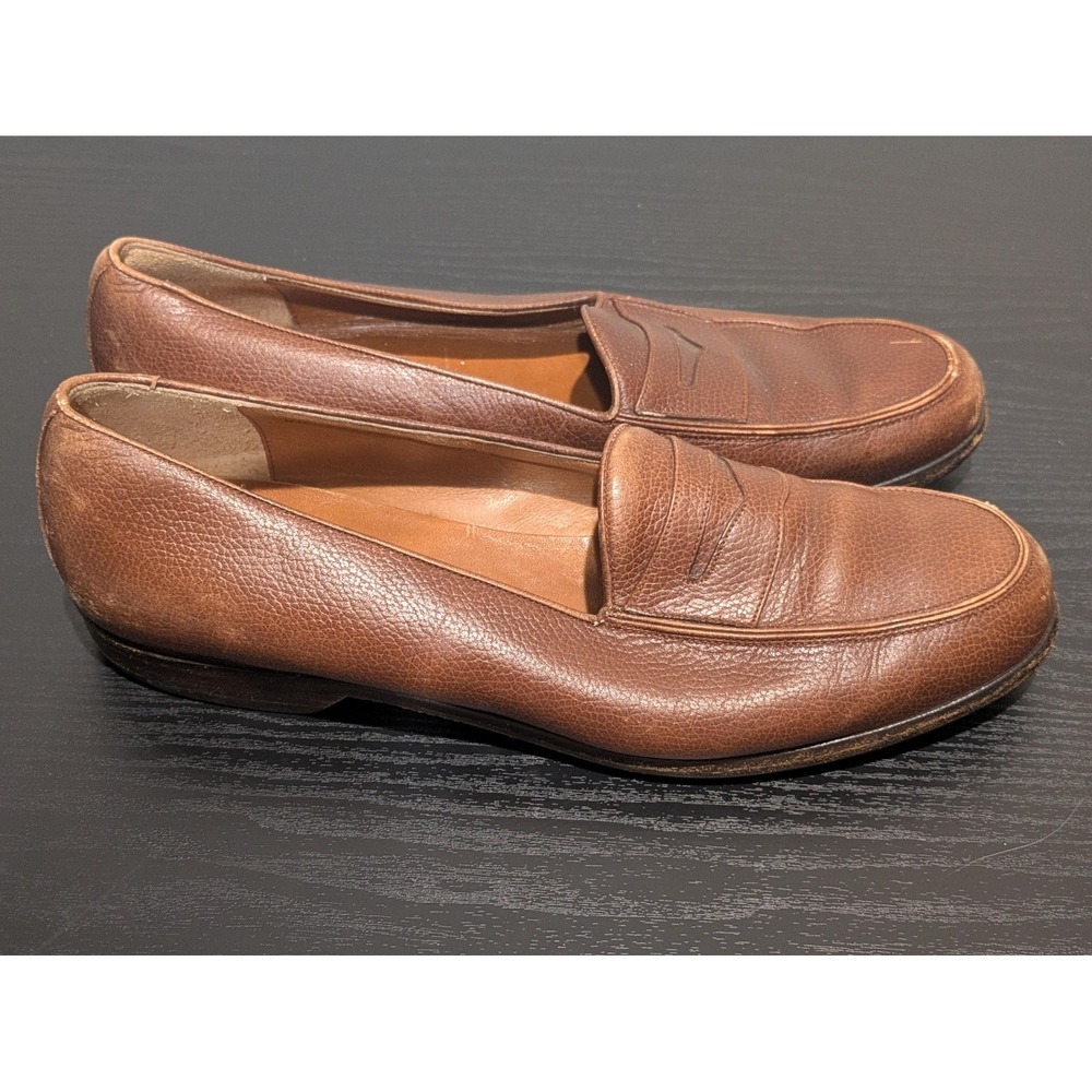 Salvatore Ferragamo Studio Shoes Mens Size 10.5 Brown Leather Slip On Dress